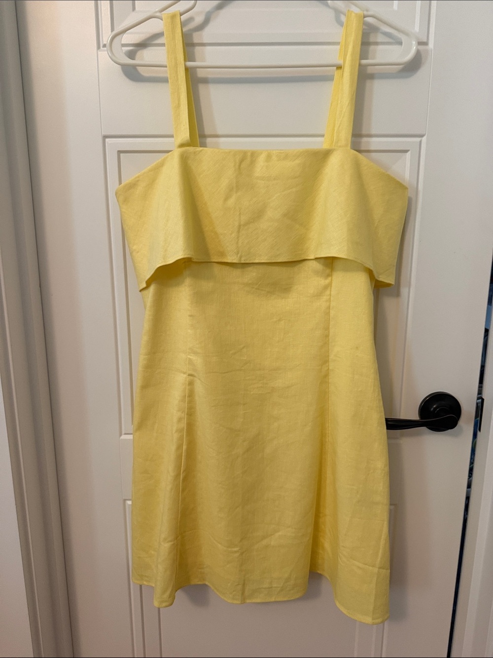 Banana Republic Factory Butter Yellow Linen-Blend Sundress with Flounce Detail